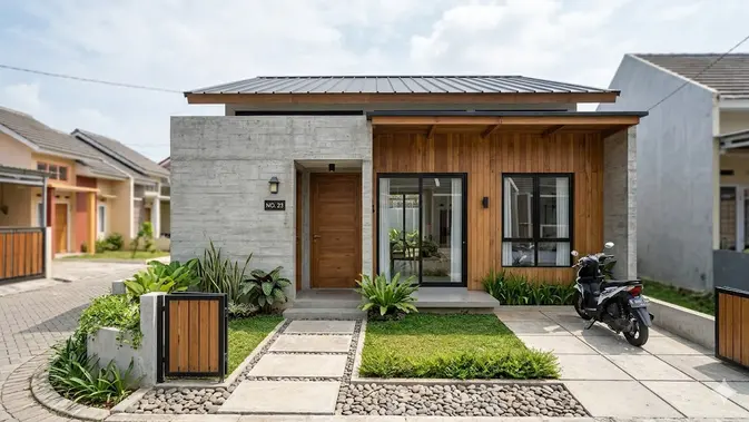 Ilustrasi inspirasi fasad rumah untuk artikel 8 Inspirasi Fasad Rumah dengan Material Kombinasi