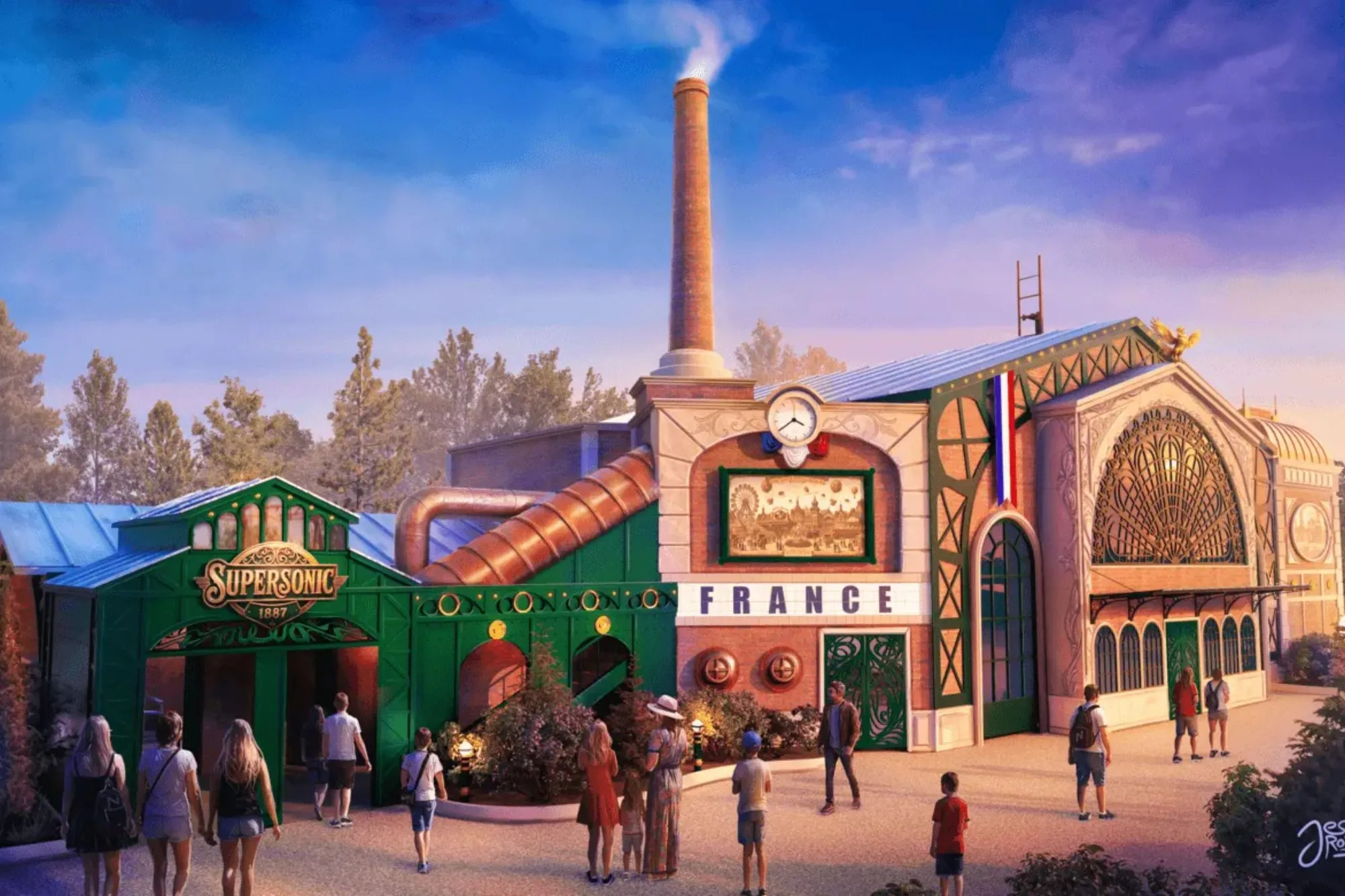 Ilustrasi supersonic 1887 untuk artikel Nigloland Hadirkan Supersonic 1887, Rollercoaster Overwater Baru