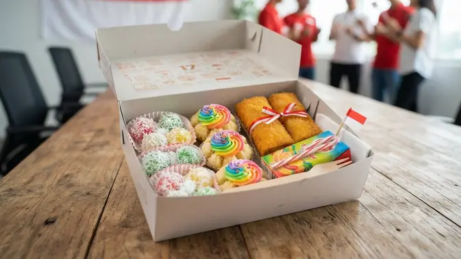 Ilustrasi snack box 17 agustus untuk artikel 15 Ide Snack Box 17 Agustus untuk Acara Kantor