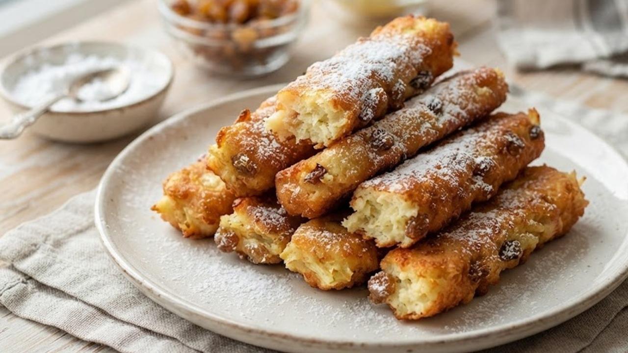 Ilustrasi apple cottage cheese untuk artikel Apple Cottage Cheese Sticks: Isian Apel Juicy dan Kulit Renyah