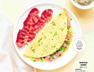 Ilustrasi omelet keju dan herba untuk artikel Omelet Keju dan Herba, Sarapan Klasik yang Mudah
